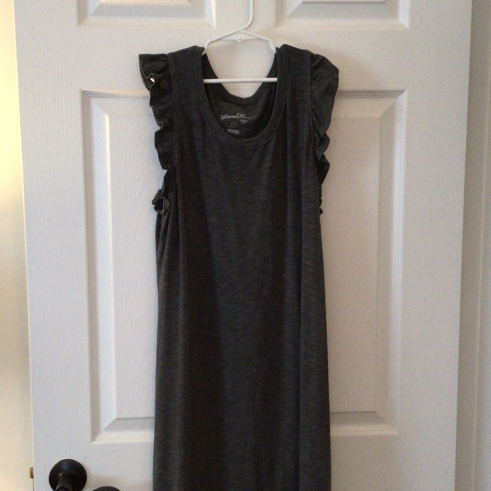 Universal Thread Dark Gray Ruffle-Sleeve Tank Dress